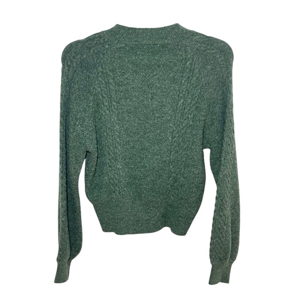 Listicle Green long sleeve textured cable sweater size L - Picture 2 of 7